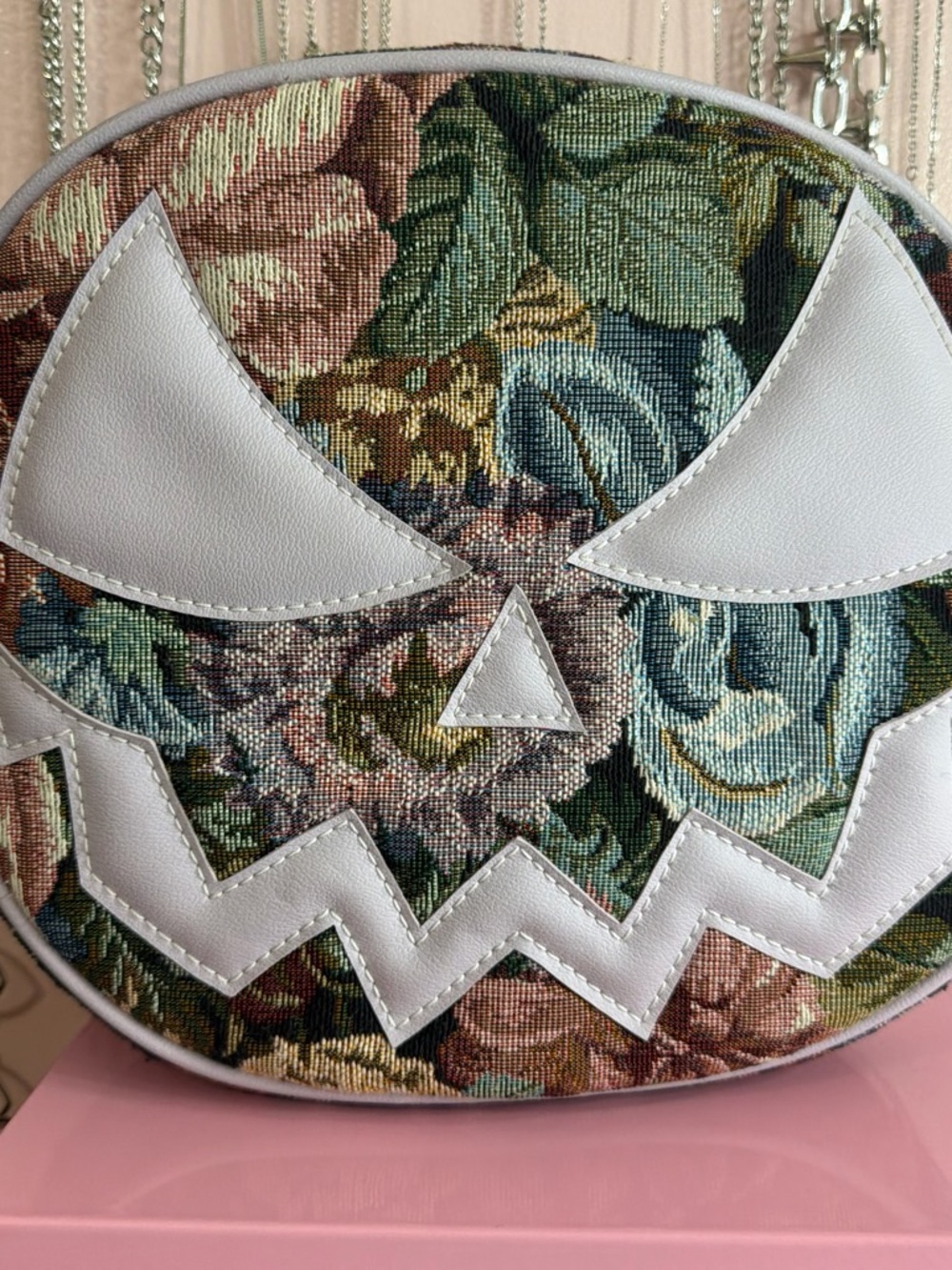 Floral Tapestry Jack-O'-Lantern Crossbody Bag love pain and stitches